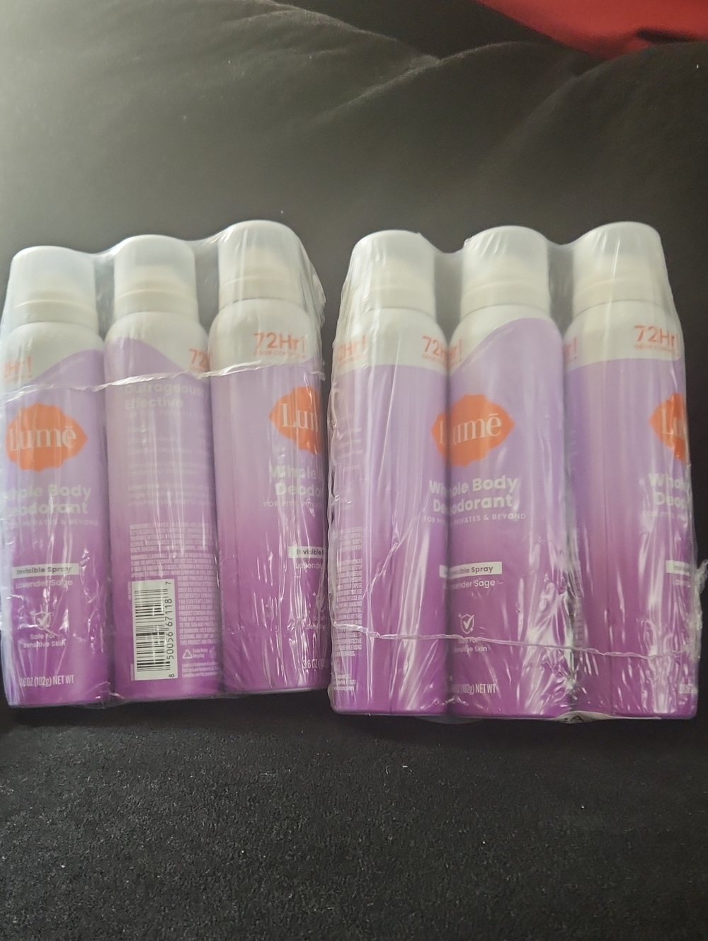 6 Pack Lavender Scent  Lume  Whole Body Deodorant Spray – 72H Protection